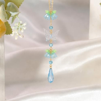 Butterfly Flower Car Rearview Mirror Charm Blue of Valley - color: Blue - Butterfly