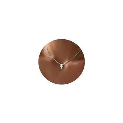 Cross Necklace for Women, Dainty 14K Gold Plated Cross Pendant Simple Long Necklaces for Women, Christian Faith Necklace Trendy Gold Jewelry Gifts for Easter - color: silver small cross necklace