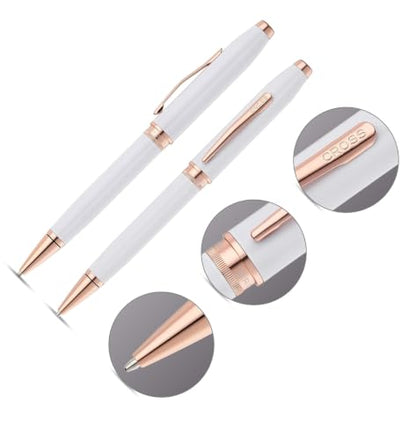 Cross Foundry Pearl Metallic White with Rose Gold Pen (White, Ballpoint) - color: White