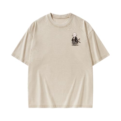 The Lord is My Shepherd Psalm 23 Samurai Lamb Anime Christian Faith T-Shirt - color: Beige, size: Large