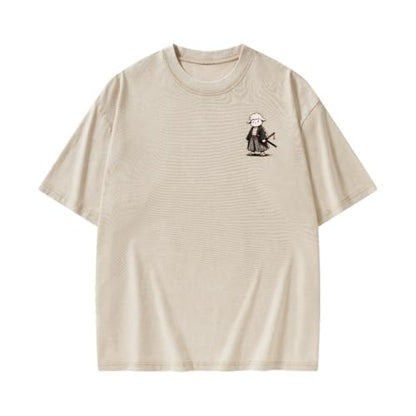 The Lord is My Shepherd Psalm 23 Samurai Lamb Anime Christian Faith T-Shirt - color: Beige, size: Large