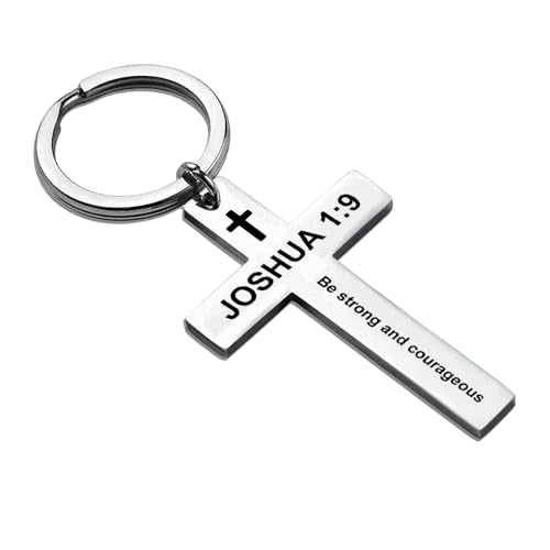 YALLNASL Christian Christmas Birthday Gifts for Daughter Son Inspirational Gifts for Women Men Christian Cross Keychains - color: Joshua 1:9
