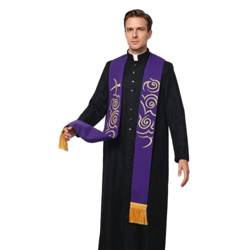BLESSUME Purple Stole Chasuble Clergy Pastor Embroidery Stole