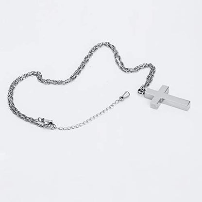 Cremation Cross Necklace for Ashes Stainless Steel Cross Urn Necklace Ashes Holder Memorial Jewelry-In Loving Memory - color: Silver, style: Customize