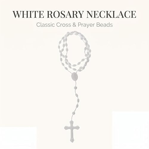 2Pcs White Black Plastic Rosary Beads Luminous Necklaces Catholicism Prayer Religious Jewelry Cross Necklace for Women Men