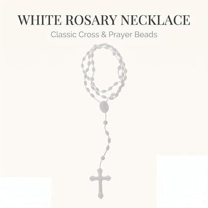 2Pcs White Black Plastic Rosary Beads Luminous Necklaces Catholicism Prayer Religious Jewelry Cross Necklace for Women Men