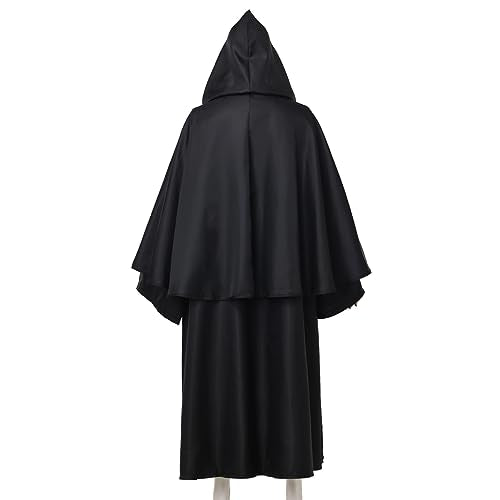 BLESSUME Friar Hooded Robe Monk Renaissance Priest Halloween Medieval Role Play Costume - color: Black, size: Small