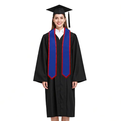 Unisex Adult Graduation Honor Stole Classic End With Trim 72" Long - color: Royal Blue With Red Trim