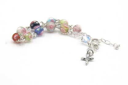Catholic Communion Rosary Bracelet Created with Swarovski® Crystals, Glass - color: Multi Floral