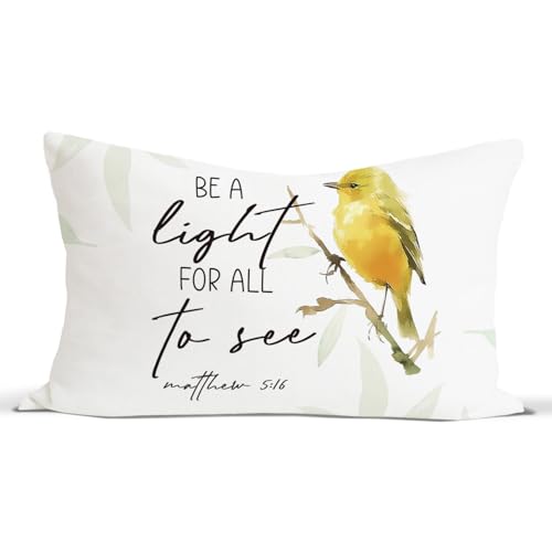 Christian Jesus Bird Throw Pillow Covers Bible Verse 12x20 Inch - color: Be a Light for All to See