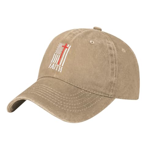 Embroidered Baseball Cap Christian Hat for Men Women - color: Natural, style: Faith Usa Flag