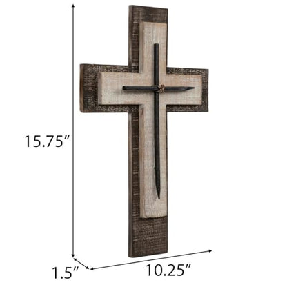 Hobby Lobby Layered Wood Wall Cross with Nails, Keyhole, 15.75" x 10.25"