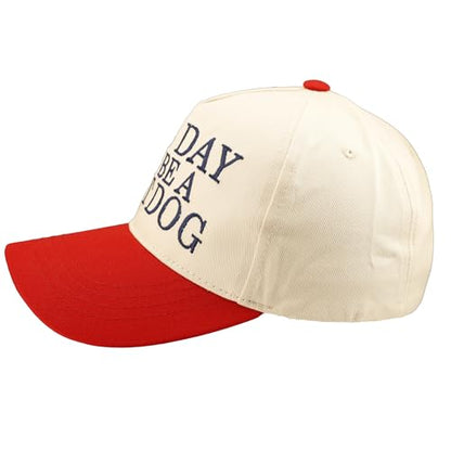 Two Tone Embroidered Lettering Baseball Cap - color: Cream/Red