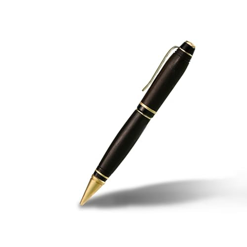 Hand Crafted Masonlin Series Ballpoint Luxury Wood Pen, Black With Golden Titanium Fine Writing Instrument, Elegant Writing Pen With Gift Box, Thank You Gift for Men, Women - color: Black