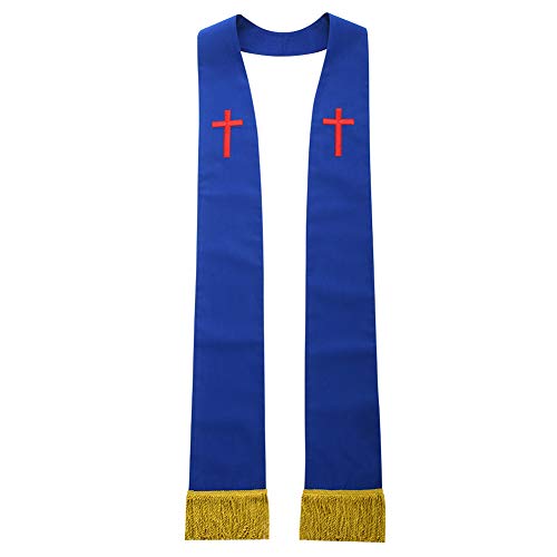 BLESSUME Church Clergy Pastor Cross Embroidered Stole - color: Blue 1