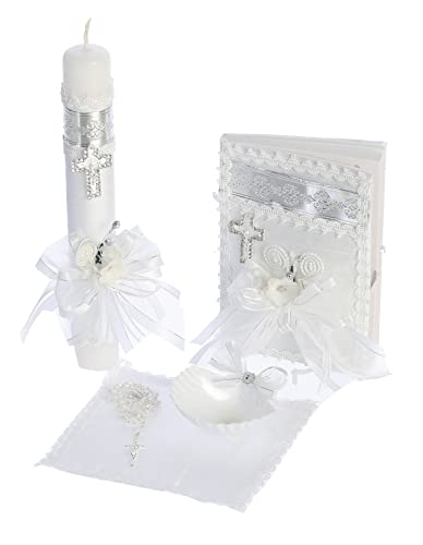 Baby Catholic Baptism Candle Set for Boys Baptismal Candles for Baptism for Girls Kit Favors Bible Greek Christening bela - style: English
