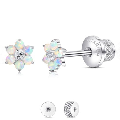Limerencia Titanium Flat Back Screw Back Stud Earrings for Women Men - color: Silver 4