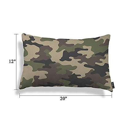 EKOBLA Camouflage Pattern Rectangle Pillow Covers Military Combat Woodland Green Black Lumbar Pillow Cases for Outdoor Square Couch Chair Cushion Cover Cotton Linen 12x20 Inches - color: Multi-bs16