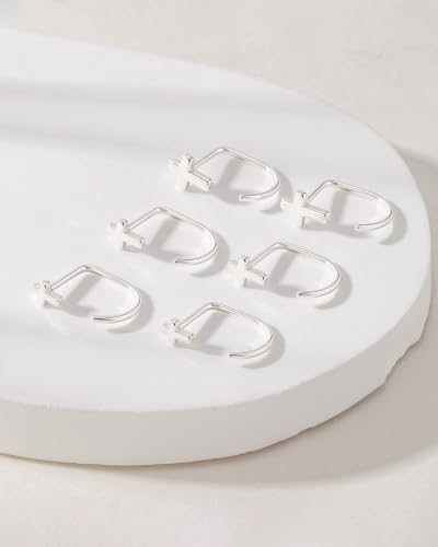 3 Pairs Backless Earrings for Women, Stay Close Half Hoop Earrings - color: Silver-Cross 4/5/6mm
