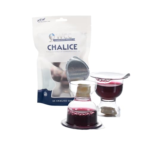 Chalice Style Bagged Prefilled Communion Set (25) | Concord Juice + Unleavened Bread | Ready for Worship, Easy to Store - size: 25 - Bag
