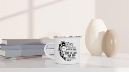 Christian Gifts Lion Ceramic Coffee Mug. Microwave and Dishwasher-safe Inspirational Scripture Coffee and Tea Mug for Men and Women with Bible Verse: Strong & Courageous – Joshua 1:9 - 12oz Enamel Cup - size: 12 Ounces