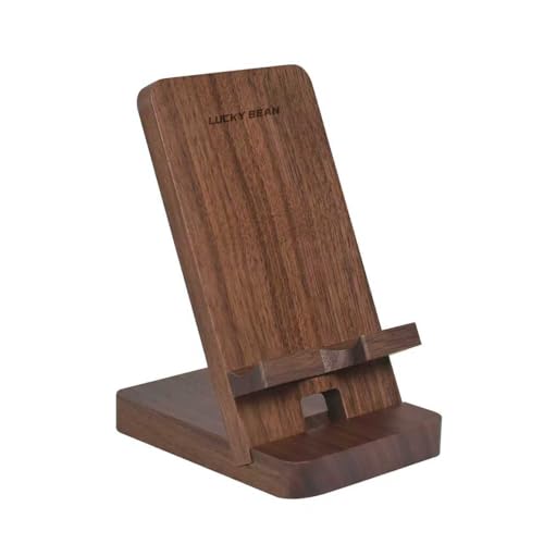 LUCKY BEAN Wood Phone Stand, Desktop Wooden Phone Holder, Portable Office Phone Stand for Desk, Wood ipad Stand， Compatible with iPhone & All Cell Phones (Walnut) - color: Walnut