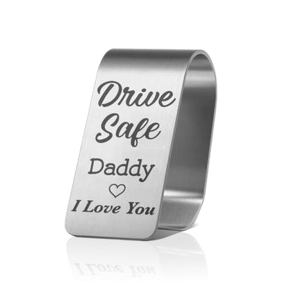 Safe Driving Reminder Car Visor Clip for Daddy from Son Daughter - color: Sliver17