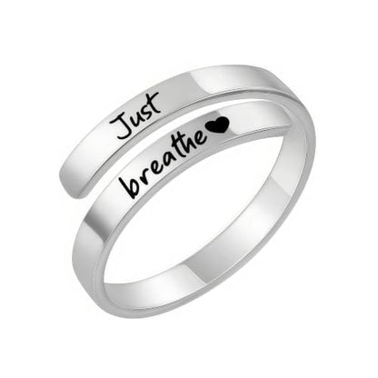 Faith Over Fear Cross Inspirational Rings for Women Daughter, Christian Blessed Hope Love Encouragement Rings Adjustable Open Tiny Purity Wrap Thumb Cross Ring Jewelry Graduation Cocktail Party - color: Just Breathe Silver