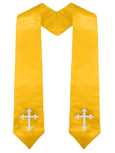 Piecatle Choir Stole with Cross Embroidery for Church, Ideal for Costume,60" - color: Gold