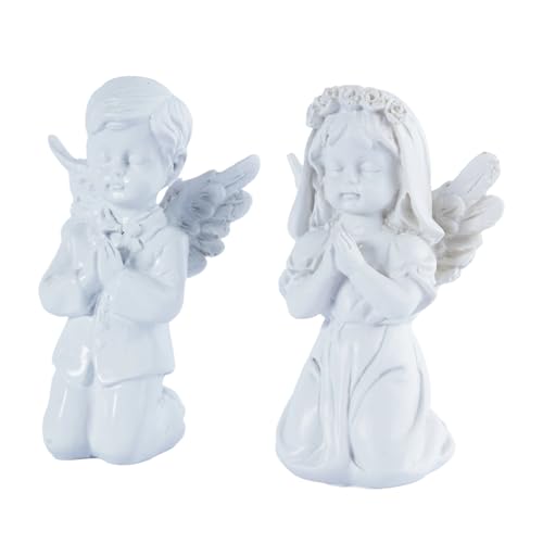 Guardian Angel Figurine Praying Hands Statue Cherub Statue Set - color: Boy+girl