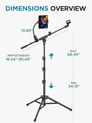 InnoGear Mic Stand Floor Microphone Stand Tablet Phone Holder for Singing