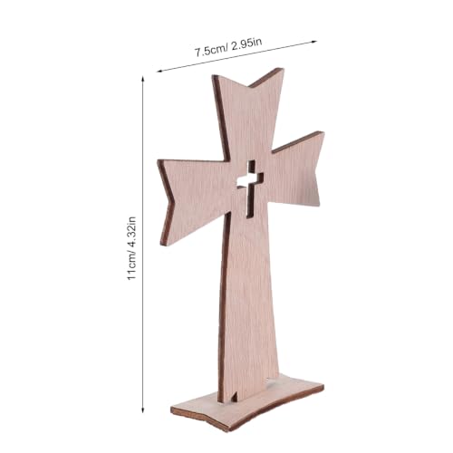 Angoily 20Pcs Wooden Cross Ornaments for Holiday Decoration Khaki Synthetic Material Home Decor Centerpieces 4.33 x 2.95 x 0.11 Inch Easter Decoration Christian Decor