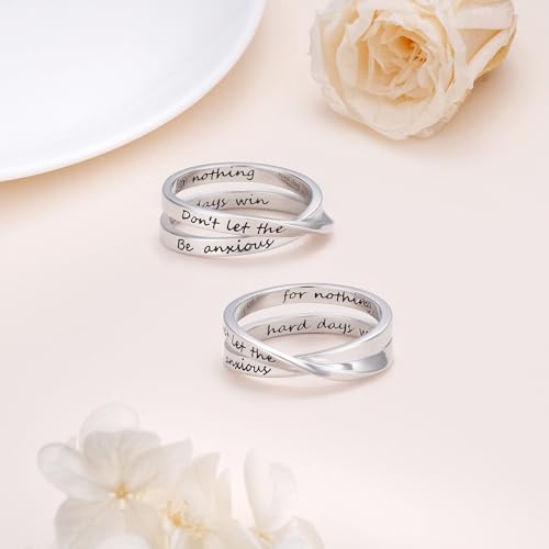 YinShan 925 Sterling Silver Inspirational Ring I am Enough Rings/God Grant Me The Serenity/Always Remember You Are Braver for Women Girls Size 6-9 - style: Don't Let the Hard Days Win