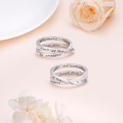 YinShan 925 Sterling Silver Inspirational Ring I am Enough Rings/God Grant Me The Serenity/Always Remember You Are Braver for Women Girls Size 6-9 - style: Don't Let the Hard Days Win