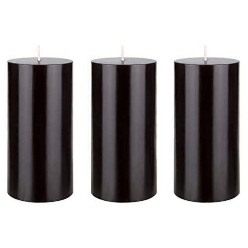 Mega Candles 3 pcs Unscented Solid Black Pillar Candles, Hand Poured Premium Wax Candle 3 Inch x 6 Inch, Home Décor, Spas, Weddings, Occasions, Party, Centerpieces, Holidays, Vigils, Prayers - color: Black, size: 3 Pieces