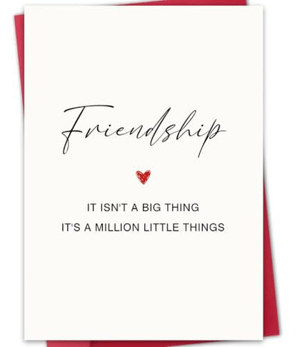 Friendship Card, Best Friend Card for Women, Thinking of You Card for Friend, Friendship Gift for Bestie, with Red Envelope and Gold Seal Sticker, Blank Inside, 5 x 7 Inches - color: BT-463