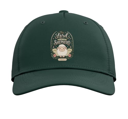 Christian Bible Verse The Lord is My Shepherd Psalm 23 Adjustable Baseball Hat - color: Dark Green