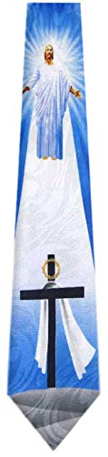 Mens Christian Themed Jesus Crosses Novelty NeckTie Ties - color: Black Blue Gray