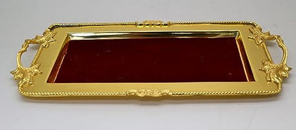 Wedding Ring Tray, Gift Tray, Church Offering Tray with Velvet Inlay (CCG-279) (GOLD PLATED) - color: Gold Plated