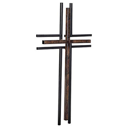 Dicksons Galvanized Look Double Layer 16 inch Decorative Metal Decorative Hanging Wall Cross