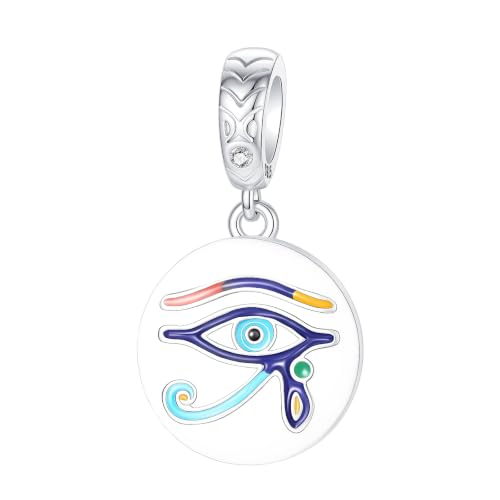 LUXILLA 925 Sterling Silver Charm Golden Family Tree Sparkling Cross Cute Dragon Charms Fits Bracelets Necklace Pendant Bead Jewelry Gift for Women Family Friends - color: Eye of Horus Charm
