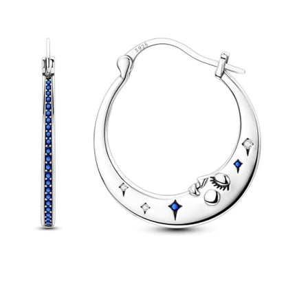 LAZA 925 Sterling Silver Earrings for Women Huggies Hoop Gold Earrings - color: Blue Stars Earrings