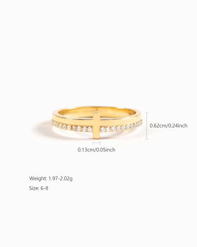 SUYACS 14K Gold Plated Cross Pray Rings for Women Daughter - color: Gold, size: 9