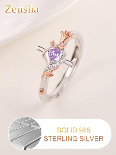 Birthday Gifts Birthstone Rings for Women 925 Sterling Silver Birthstone Rings Anchor/Tree of Life/Snake/Rose Cross Faith Religous Jewelry Gift for Wife Mom Grandma - color: 06-Alxandrite (C), style: Rose Cross