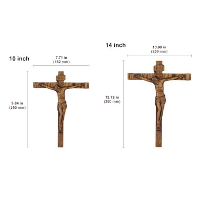 9.84in Handmade Catholic Wooden Wall Crucifix, Baptism Religious Faith Gift - size: 9.8"L x 7.2"W