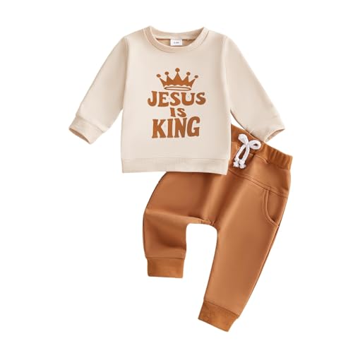 Toddler Baby Boy Christian Outfit Letter Sweatshirt Jogger Pants - size: 18-24 Months