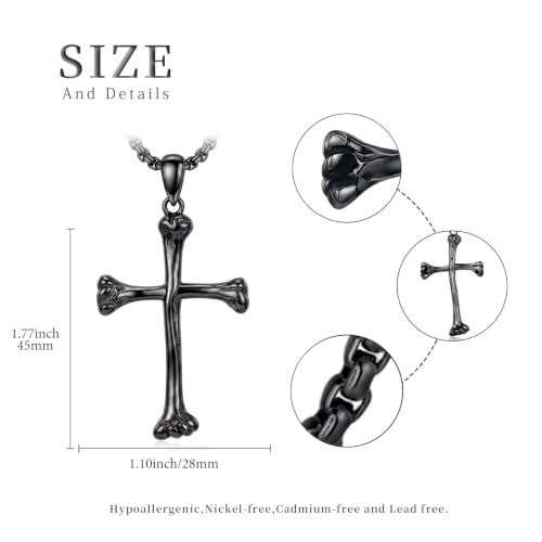 14K Gold Plated Cross Pendant Necklace Christian Jewelry Religious Gift - color: C02-Rib Cross Black