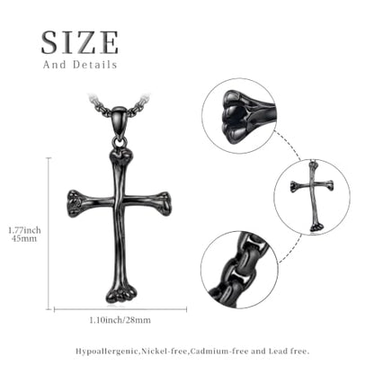 14K Gold Plated Cross Pendant Necklace Christian Jewelry Religious Gift - color: C02-Rib Cross Black