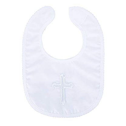 Infant Baby Boys' Girls' Christening Baptism Embroidered Cross Bib and Socks for Outfits - color: Cross Bib & Sock