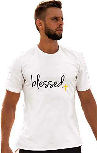 Go All Out Adult Blessed Cross Jesus Christian Gift T-Shirt - color: White, size: 5X-Large